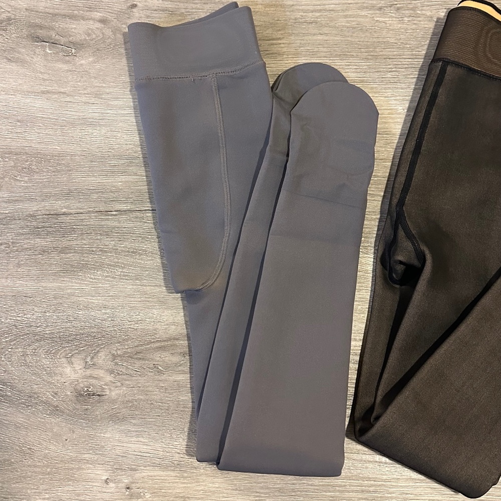 ComfyCo Warm Fleeced Lined Tights - 2 Pairs (Gray & Black) - Picture 3 of 11
